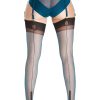 Teal Limited Edition – Fully Fashioned Susan Heel Stockings- Full Contrast - 10.5