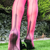 Hot Hot Pink Limited Edition – Full Contrast Atlanta Heel Stockings - 8.5