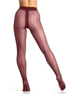 Bottom half model in Plum tights set with white background